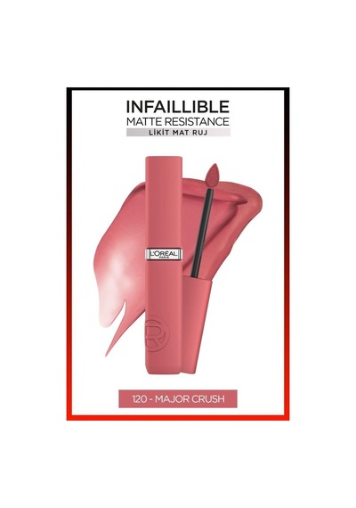 L'Oreal Paris Infaillible Matte Resistance Likit Mat Ruj 120 Major Crush + Mini Paradise Maskara