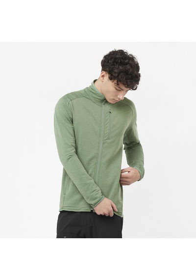 Salomon Essentıal Lıghtwarm Erkek Tam Fermuar Polar Laurel Wreath Lc2111300 Yeşil