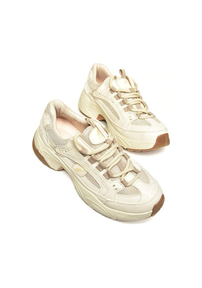 Fox Shoes U312414209 Bej Kalın Tabanlı Spor Ayakkabı Sneakers Bej-suni Deri Çok Renkli