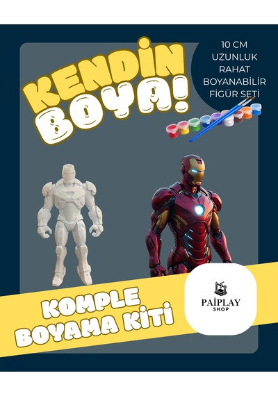 İron Man Demir Adam - Boyama Seti Ve İron Man Figürü 10cm Iron Man