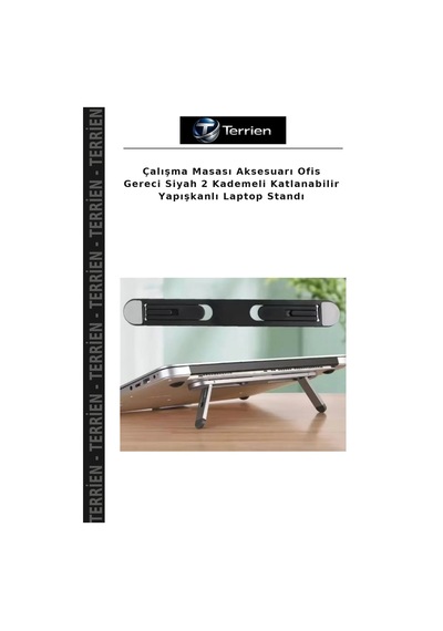 Çalışma Masası Aksesuarı Ofis Gereci Siyah 2 Kademeli Katlanabilir Yapışkanlı Laptop Standı