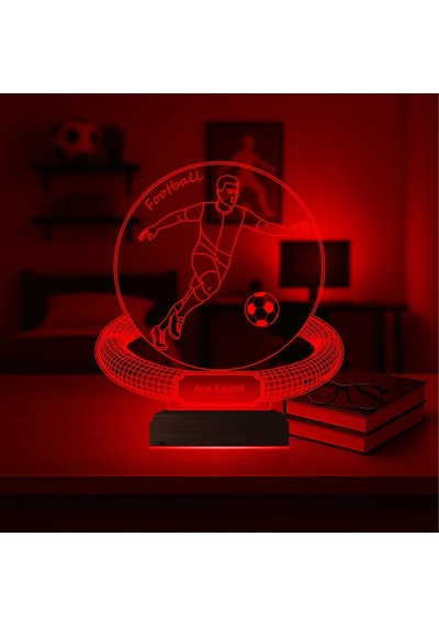 Luvivia Futbolcu Hediye Futbol Tasarım Kişiye Özel 3d Lamba - Masa Gece Lambası