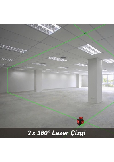 Kobb Kbl34gtp 40 Metre Profesyonel Li-ion Şarjlı 3x360⁰ Otomatik Hizalamalı Yeşil Çapraz Çizgi Lazer Distomat + Tripod