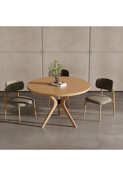 Haven Pergel İskandinav Doğal Ahşap Mutfak Masası 110x110 Natural