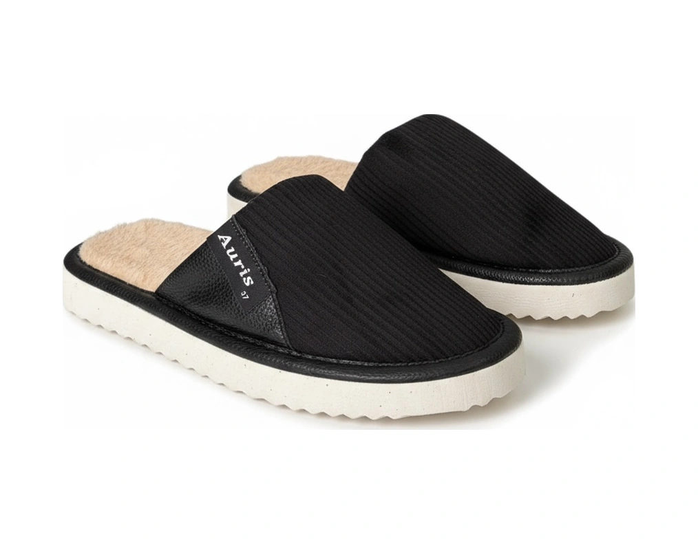 Ar-060 Unisex Kadife Kumaş İçi Kürklü Kışlık Ev Terliği Siyah