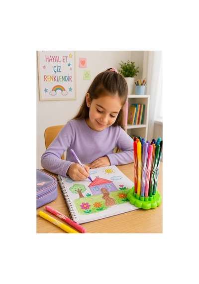 Keçeli Kalem 12 Renk 1 Paket Maped 12 Li Keçeli Kalem Canlı Renkler Standlı İnnovation Jungle Color Peps Yıkanabilir