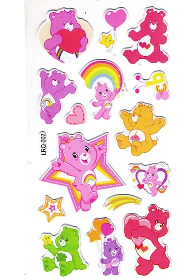 Sticker Kabartmalı Stiker Çıkartma Etiket Lrq002 -18x9 Cm- Yıldızlı Tatlı Ayılar Çok Renkli