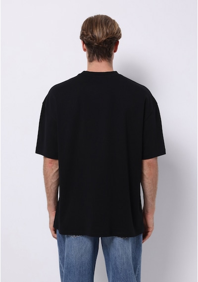 Colin's Colins Oversize Fit Yuvarlak Yaka Düz Erkek Siyah Kısa Kol Tişört Cl1076602 Q1.v1 Blk Siyah