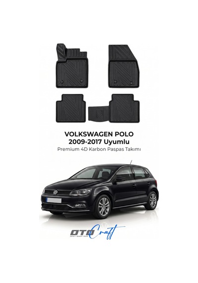 Otocraft Volkswagen Polo 2009-2017 Araca Özel 4d Karbon Oto Paspas Havuzlu Tam Set