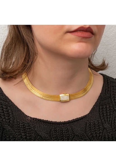 Casera's Gümüş Gold Zirkon Taşlı Trabzon Hasır Kadın Kolye Csr2181329 Gümüş