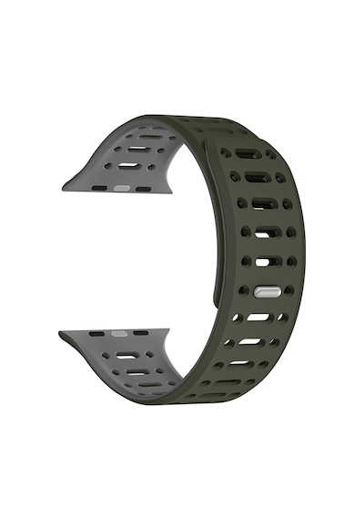 Mobilteam Watch 7 41mm Uyumlu Krd-124 Silikon Kordon Strap Kayış-koyu Yeşil-gri