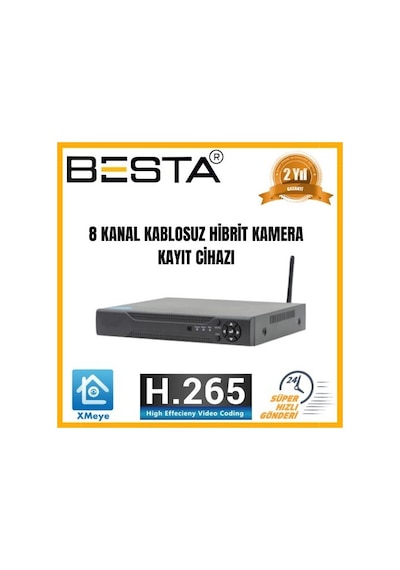 8 Kanal 5 Mp Kablosuz Wifi Hibrit Dvr Kayıt Cihazı Kd-7008w