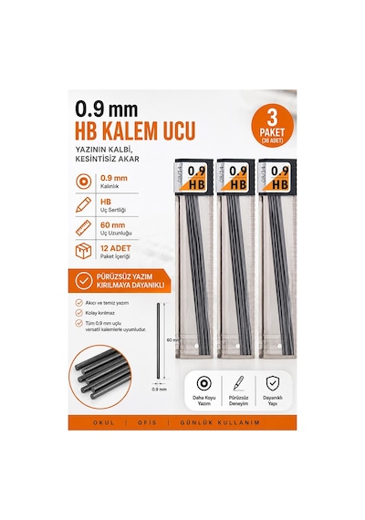 Kaliteli Kalem Ucu 12 Li 0.9 Mm Hb 3 Paket Tombow Versatil Kalem Uç Mekanik Uçlu Otomatik Kurşun Kalem Ucu 60mm Yumuşak