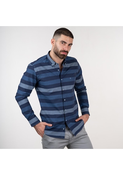 Ecer Slimfit Çizgili Gömlek Lacivert