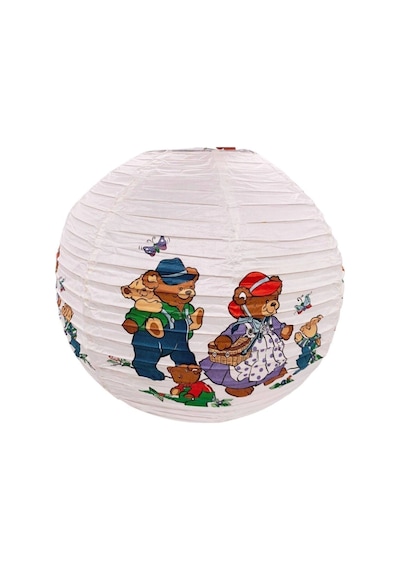 Japon Feneri - Ayıcık Ailesi Desenli Asma Süs Avize - 40 Cm Diğer