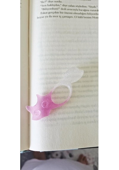 Şeffaf Ve Pembe Glitter Reçine Kitap Ayracı, Plastik, Yüzük Tasarımlı, Renkli