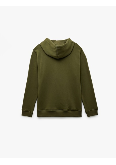 Koton Şardonlu Uzun Kollu Basic Kapşonlu Sweatshirt Haki 6wam70015mk Haki