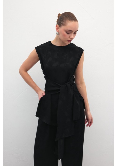 Sateen Camila Bluz - Siyah-137163 Siyah