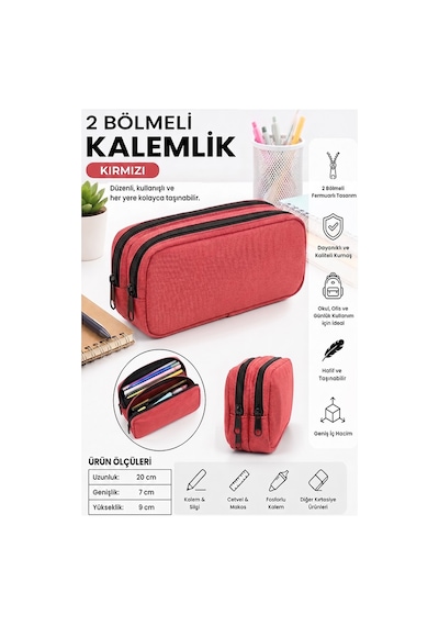 Düz Renk Bez Kalemlik 1 Adet Stilo Kl22 İki Bölmeli Fermuarlı Bez Kalemlik Kutusu Çocuk Okul Kalem Makyaj Kutusu Kırmızı Düz Renk Bez Kalemlik 1 Adet Stilo Kl22 İki Bölmeli Fermuarlı Bez Kalemlik Kutusu Çocuk Okul Kalem Makyaj Kutusu Kırmızı