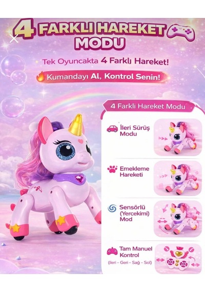 Uzaktan Kumandalı Unicorn Robot Sihirli Asa Kontrollü Fantastik Unicorn Robot 22 Cm Dans Eden Şa