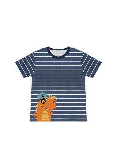 Denokids Denizci Dino Erkek Çocuk T-shirt Kapri Şort Takım Çok Renkli