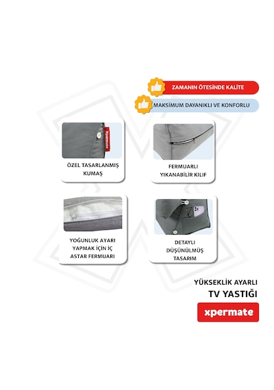 Xpermate Sırt, Bel, Boyun Destekli TV Okuma Yastığı Ameliyat Sonrası Antrasit