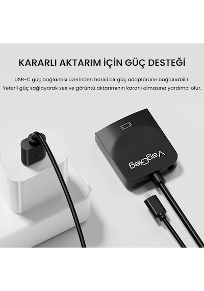 Veggieg Vga To Hdmı Full Hd 1080p 60hz Aux Ses Destekli Usb Beslemeli Çevirici Dönüştürücü Adaptör