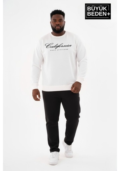 Süperlife Erkek Büyük Beden El Yazılı California Baskılı Bisiklet Yaka İnce Sweatshirt Spr26bsw956-7 Ekru Süperlife Erkek Büyük Beden El Yazılı California Baskılı Bisiklet Yaka İnce Sweatshirt Spr26bsw956-7 Ekru