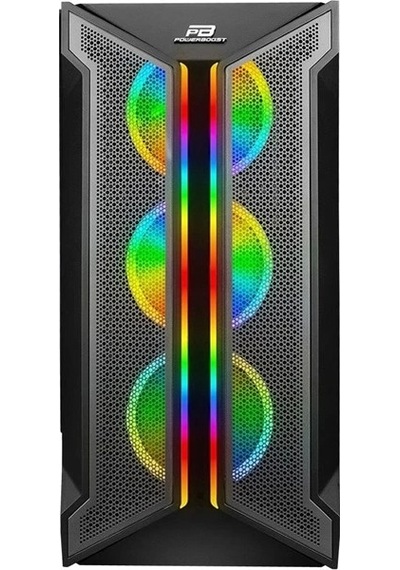 Powerboost VK-Z002B 4 ARGB Ring Fanlı Mid-Tower Oyuncu Bilgisayar Kasası