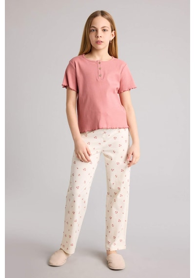 Defacto %100 Pamuklu Fitilli Kaşkorse 2'li Pijama Takımı Kız Çocuk H2656A826SP