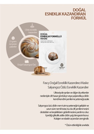 Fascy Doğal Salyangoz Özlü Esneklik Kazandırıcı Maske 23 G