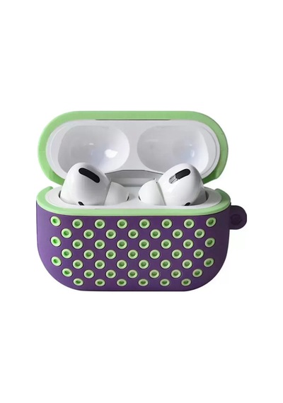 Newface Apple Uyumlu AirPods Pro 2 2.nesil Spor Delikli Kılıf - Lila-yeşil Çok Renkli