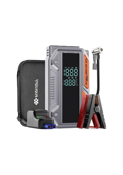 Tr 10.000mah Jump Starter Akü Takviyeli 1000a Tepe Akımlı Araç Lastik Şişirme Hava Kompresörü 150 Psı