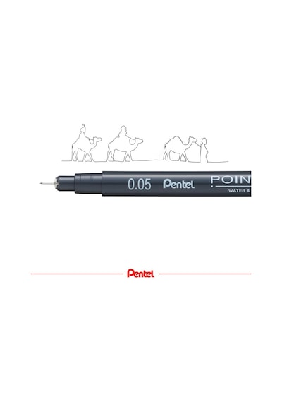 Pentel Pointliner S20p-05a, Fineliner, Siyah, Suya Dayanıklı Ve S