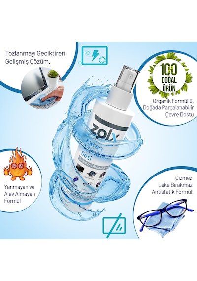 Ekran Temizleme Seti 250ml + Temizleme Bezi Lcd, Led, Ekran, Laptop, Tablet, Bilgisayar, Televi