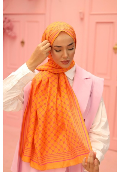 Silk Home Olinda Şal - 49005 - 21 Turuncu Pembe - Pembe Turuncu