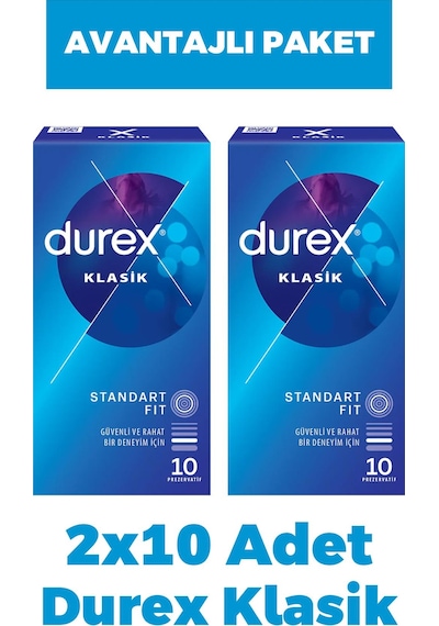 Durex Klasik Prezervatif 10'lu 2 Adet