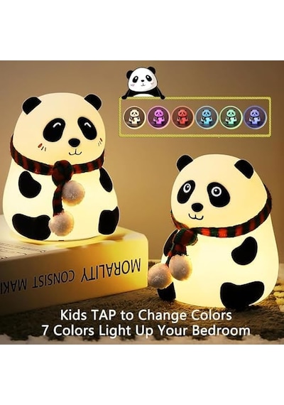 Sevimli Panda Gece Lambası Silikon Led Işık Çocuk Odası Dekoru Hediye Gözü Açık Diğer