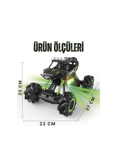 37 cm Dev Boy 4x4 Off Road Arazi Arabası Şarjlı Uzaktan ve Bilekten Kumandalı 360° Işıklı Müzikli