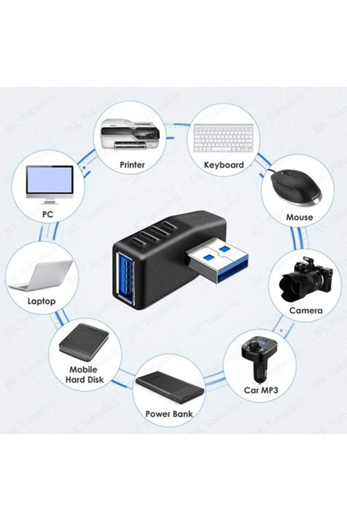Usb 3.0 Sol Açılı Konnektör Erkek Dişi 90 Derece Uzatma Adaptörü Yüksek Hızlı Usb Yeni 3.0 Sürümü 1