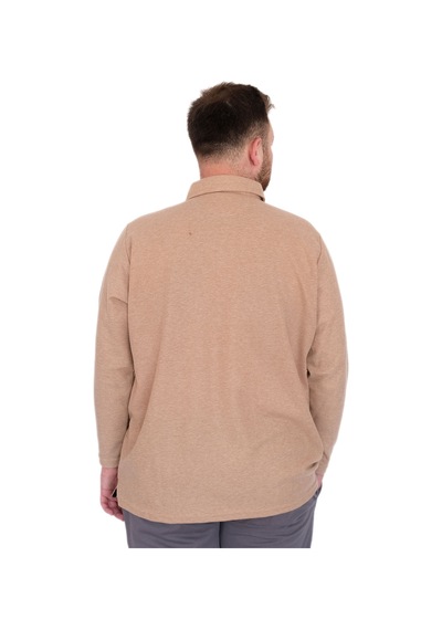 Mode Xl Büyük Beden Erkek Sweatshirtpolo Yaka Uzun Kol Waffle 23449 Bej Bej
