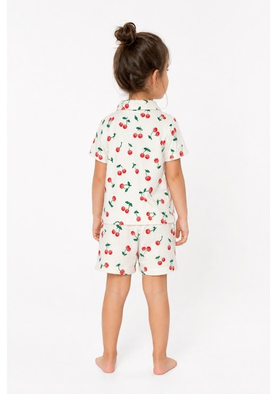 Aden Kids Kiraz Desenli İnce Penye Kumaştan Üretilmiş Gömlek Yakalı Düğmeli Pijama Takım Kırmızı Aden Kids Kiraz Desenli İnce Penye Kumaştan Üretilmiş Gömlek Yakalı Düğmeli Pijama Takım Kırmızı