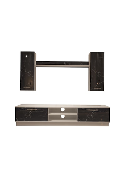 Decoraktiv Eko 5db Mdf Dvd Tv Ünitesi Tv Sehpası Beyaz - Siyah Mermer
