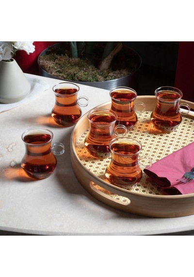 Perotti Dem Borosilikat İnce Cam Kulplu Çay Bardağı - 6 Lı Çay Bardak Şeffaf