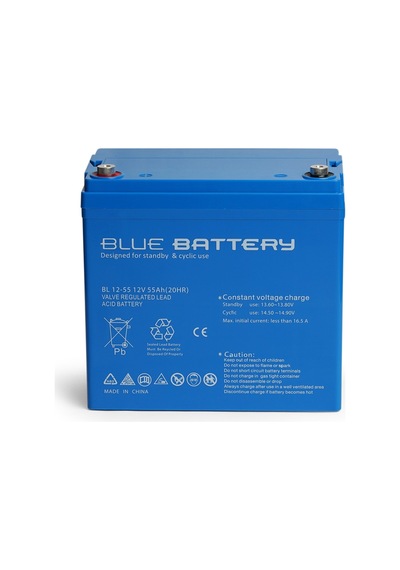 Blue Battery 12 V 55 Amper Bakımsız Kuru Akü Ups Aküsü