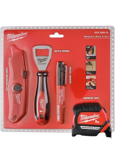 Milwaukee Promo Set 5Mt Metre + Maket Bıçağı + Marker + Şişe Açacağı - T4932480553
