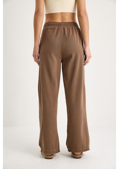 Kadın Beli Lastikli Paça Detaylı Palazzo Kalıp Pamuk Gabardin Yazlık Pantolon 60283323 - Kahve Kadın Beli Lastikli Paça Detaylı Palazzo Kalıp Pamuk Gabardin Yazlık Pantolon 60283323 - Kahve
