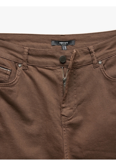 Koton Pamuklu Straight Fit Gabardin Pantolon Kahverengi 5sam40098hw Kahve Kahverengi