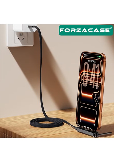 Forzacase 240w Type-c To Type-c Katlanabilir Standlı Hızlı Şarj Kablosu Yassı Örgü Tasarım - Fc1227 1 Adet