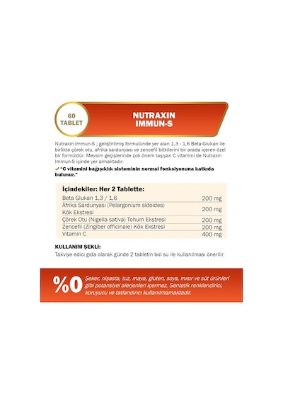 Tr Plus Immun-s 1,3-1,6 Beta-glukan 60 Tablet Takviye Edici Gıda